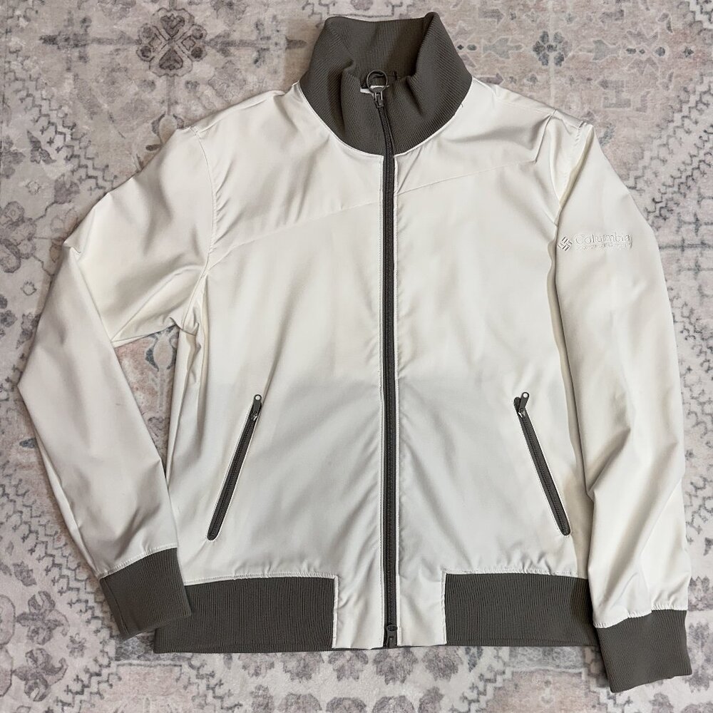 Women's Columbia Softshell Full Zip Light Jacket Windbreaker White Size Large
